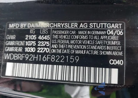 2006 Mercedes-Benz C 280 Luxury 4Matic from USA, damaged, VIN WDBRF92H16F822159